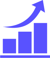 Upward arrow graph icon representing cold outreach strategies, including cold calling and SMS campaigns designed for real engagement.